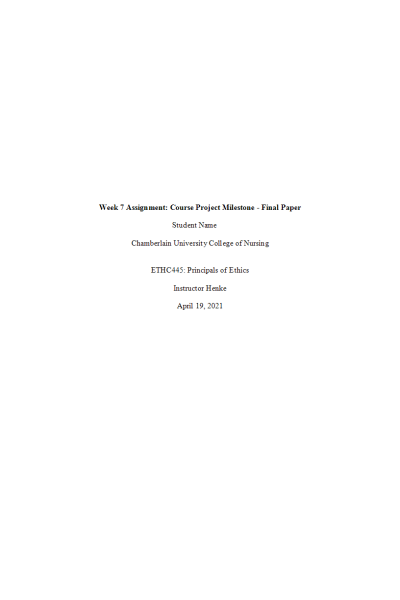 ETHC 445N Week 7 Assignment; Course Project Milestone; Final Paper - Death Penalty