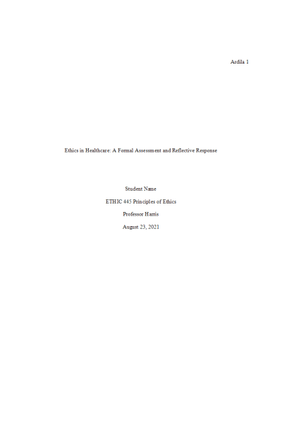 ETHC 445N Week 8 Assignment: Your Personal Moral Theory