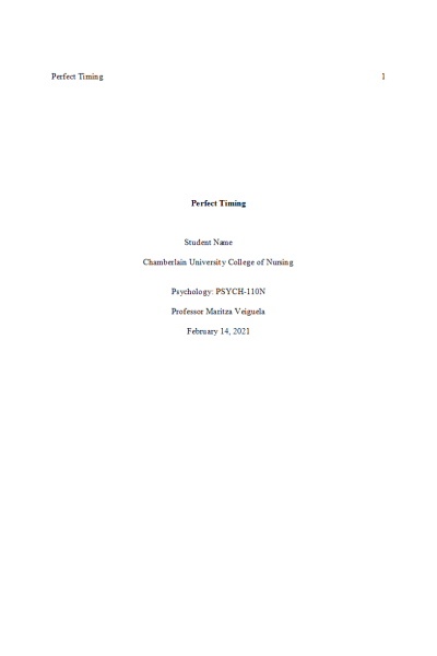 PSYC 110N Week 6 Assignment; Managing Your Stress