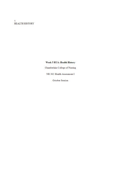 NR 302 Week 5 Assignment; RUA; Health History - BK is a 47-year old Asian Indian female