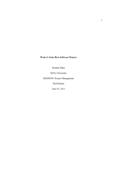 MGMT 404 Week 4 Getta Byte Software Project - Part 1