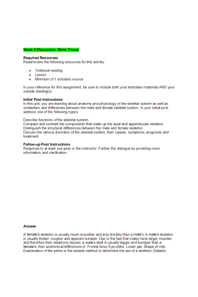 BIOS 251 Week 6 Discussion Bone Tissue