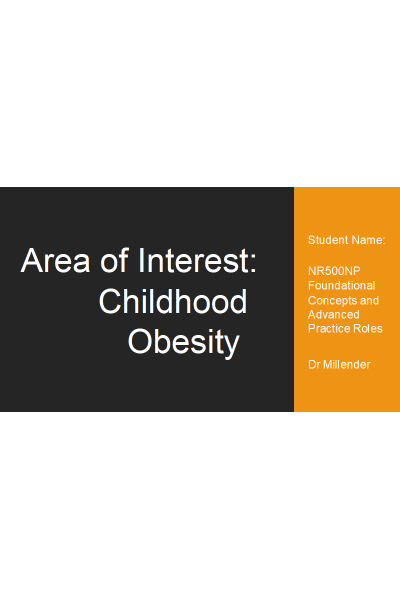 NR 500NP Week 6 Assignment: Area of Interest Power Point Presentation - Obesity