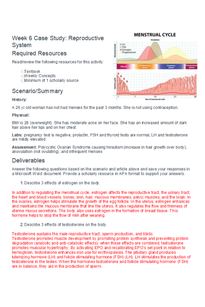 BIOS 256 Week 6 Case Study; Reproductive System