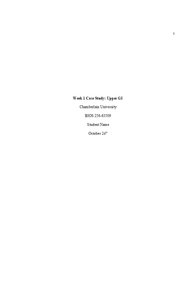 BIOS 256 Week 1 Case Study; Upper GI