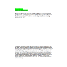 NR 360 Week 1 Discussion; What Is Nursing Informatics
