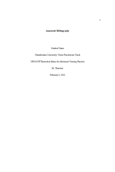 NR 501 Week 5 Assignment: Annotated Bibliography - Social Cognitive Theory