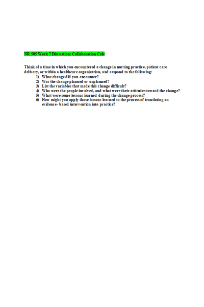 NR 505 Week 7 Discussion; Collaboration Cafe