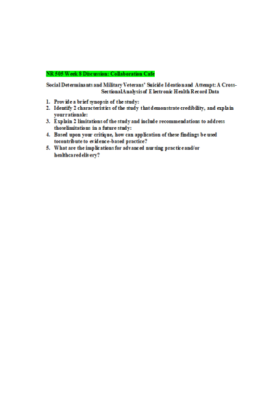 NR 505 Week 8 Discussion; Collaboration Cafe
