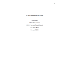 NR 505 Week 4 Reflection on Learning
