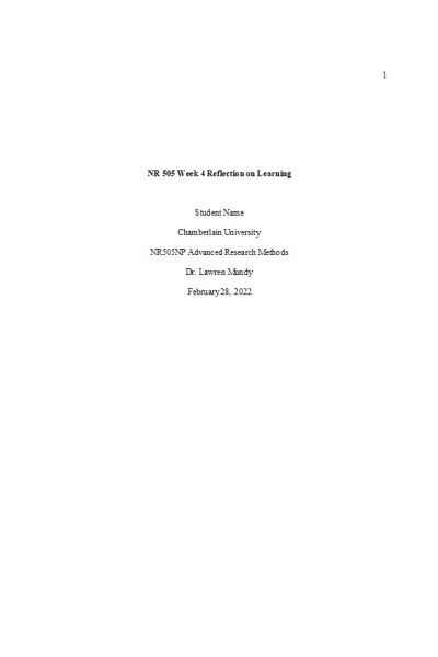 NR 505 Week 4 Reflection on Learning