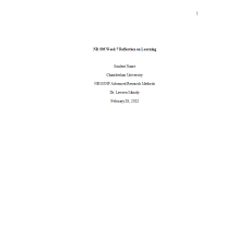 NR 505 Week 7 Reflection on Learning