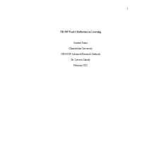 NR 505 Week 2 Reflection on Learning