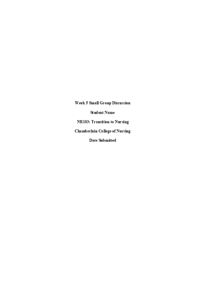 NR 103 Week 5 Small Group Discussion