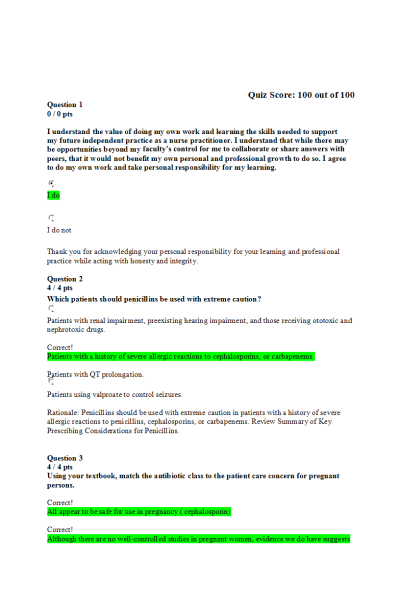 NR 566 Week 1 Open Book Quiz (100 out of 100)