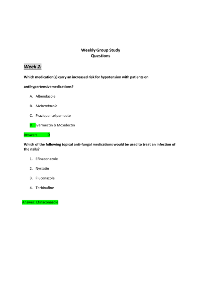 NR 566 Week 2 Discussion; Weekly Group Study