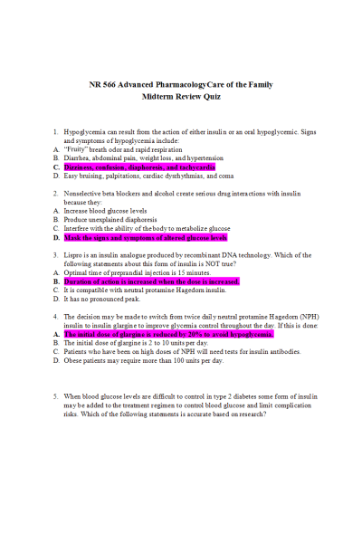 NR 566 Week 4 Midterm Review
