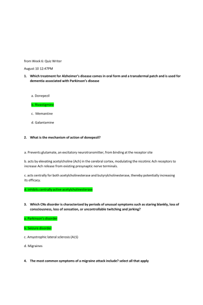 NR 566 Week 6 Quiz Writer