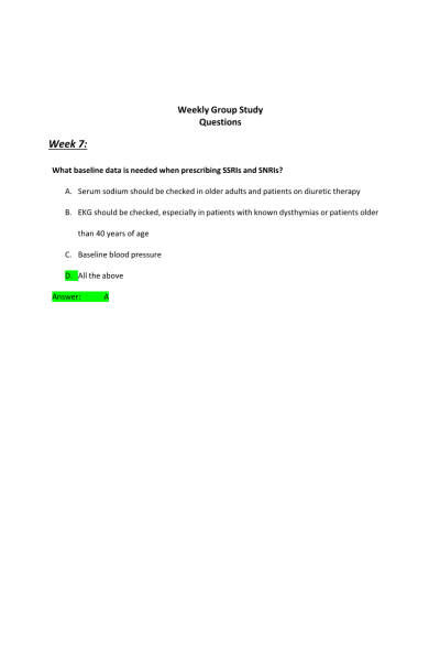 NR 566 Week 7 Discussion; Weekly Group Study