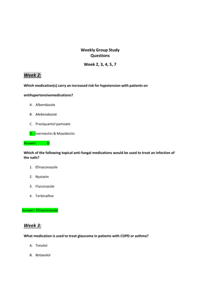 NR 566 Weekly Group Study; Week 2, 3, 4, 5, 7