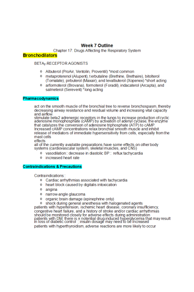 NR 507 Week 7 Outline - Notes