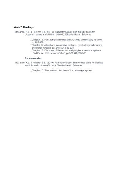 NR 507 Week 7 Readings