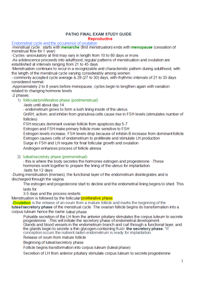 NR 507 Week 8 Final Study Guide (Highlighted Areas)