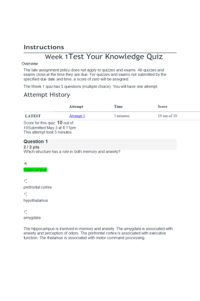 NR 546 Week 1 Test Your Knowledge Quiz