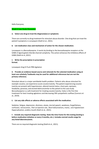NR 546 Week 6 Case Study Discussion - Addiction
