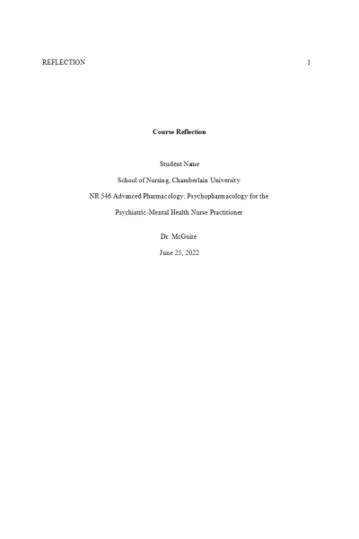 NR 546 Week 8 Course Reflection