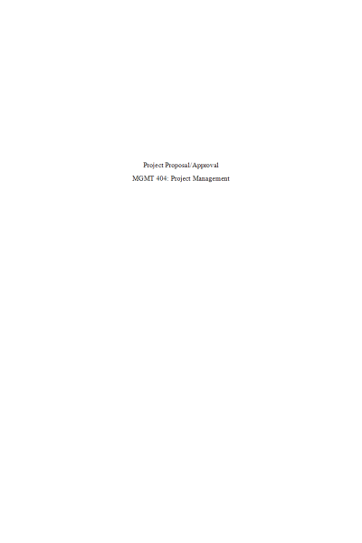 MGMT 404 Week 1 Assignment; Project Proposal