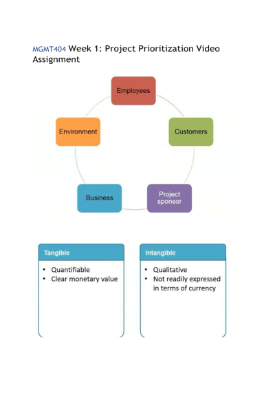 MGMT 404 Week 1 Assignment; Project Prioritization Video
