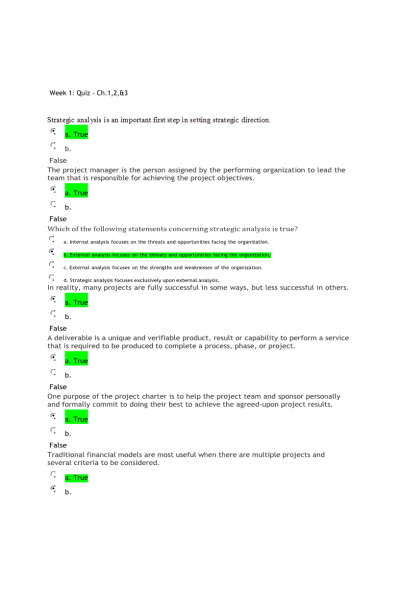 MGMT 404 Week 1 Quiz - Ch. 1, 2 and 3