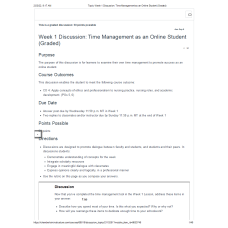 NR 351 Week 1 Discussion; Time Management as an Online Student