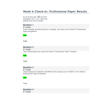 NR 351 Week 6 Check-In Professional Paper Results (Quiz Score; 50 out of 50)