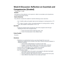 NR 351 Week 8 Discussion; Reflection on Essentials and Competencies