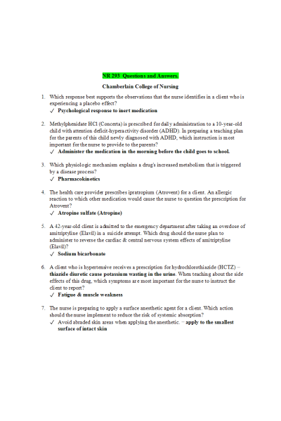 NR 293 Week 8 Final Exam (Practice Q&A)