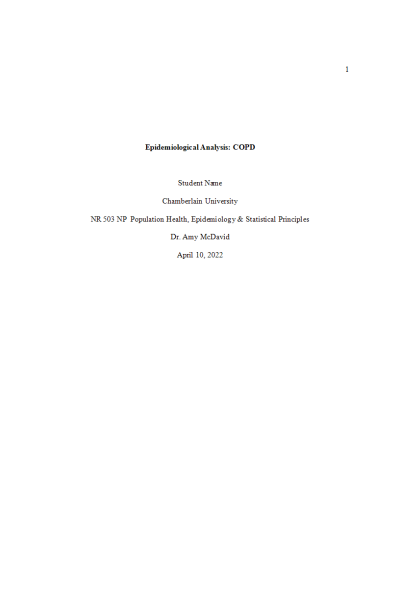 NR 503 Week 6 Assignment; Epidemiological Analysis - COPD