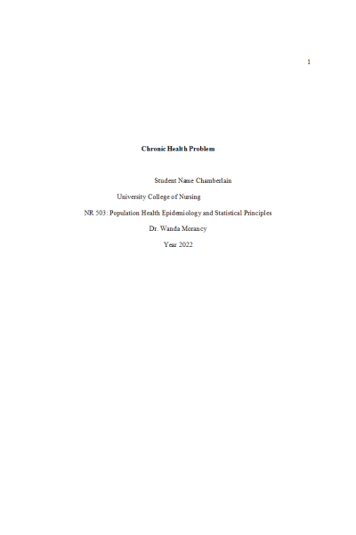 NR 503 Week 6 Assignment; Epidemiological Analysis; Chronic Health Problem - Multiple sclerosis