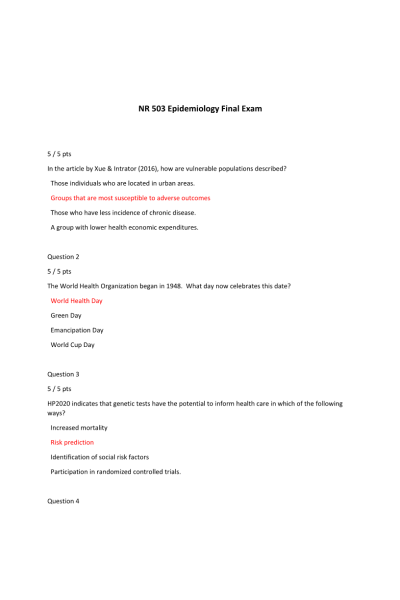 NR 503 Week 8 Final Exam