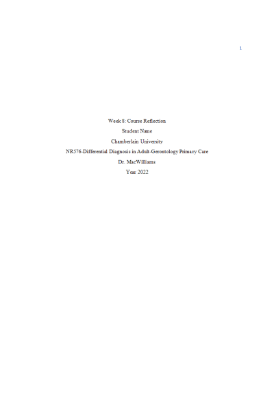 NR 576 Week 8 Course Reflection