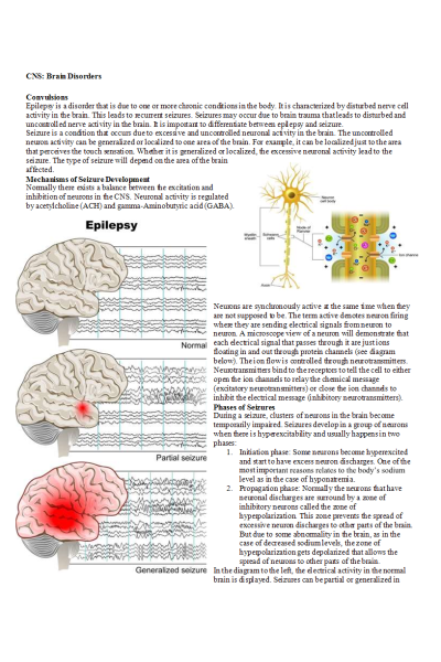 NR 507 Week 8 Assignment; CNS; Brain Disorders (E-dapt Content)