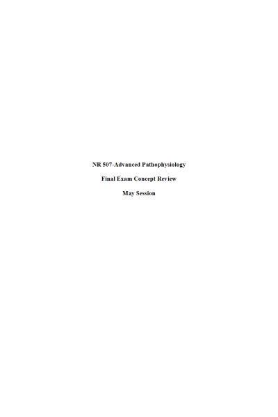 NR 507 Week 8 Final Exam Concept Review