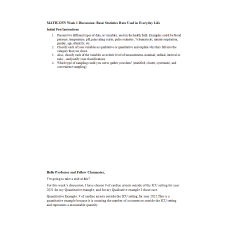 MATH 225N Week 1 Discussion; Basic Statistics Data Used in Everyday Life - # of cardiac arrests outside of the ICU setting