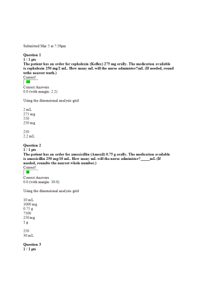 NR 226 Week 1 Math Practice Problems