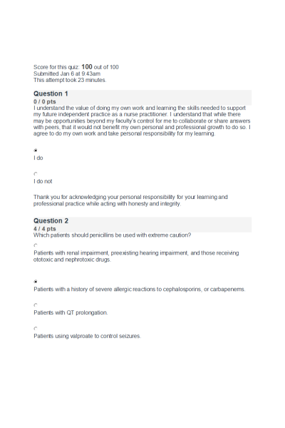 NR 565 Week 1 Quiz (Score; 100 out of 100)