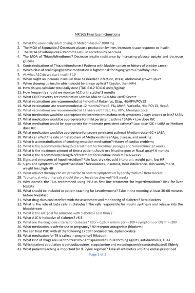 NR 565 Week 8 Final Exam