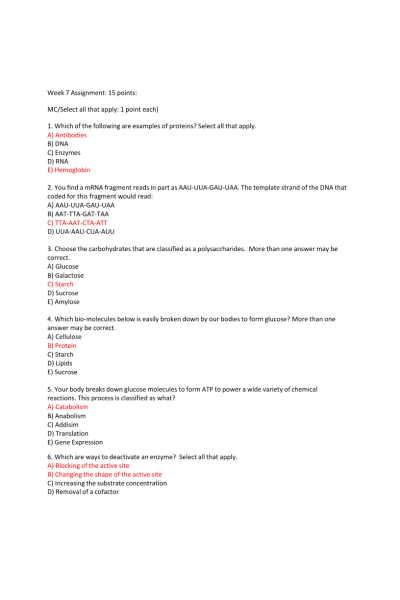 CHEM 120 Week 7 Assignment (15 Points)