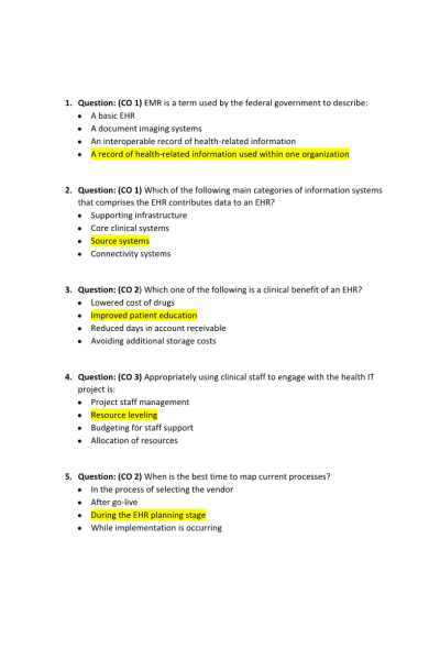 HIM 335 Week 4 Midterm (Compilation)