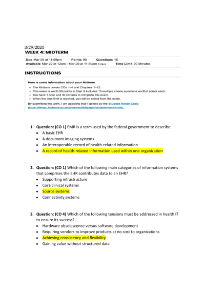 HIM 335 Week 4 Midterm